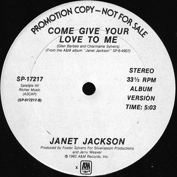 Janet Jackson : Come Give Your Love To Me (12", Promo, X)