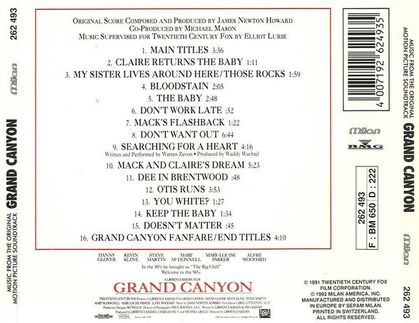 James Newton Howard : Grand Canyon (Music From The Original Motion Picture Soundtrack) (CD, Album)