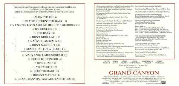 James Newton Howard : Grand Canyon (Music From The Original Motion Picture Soundtrack) (CD, Album)