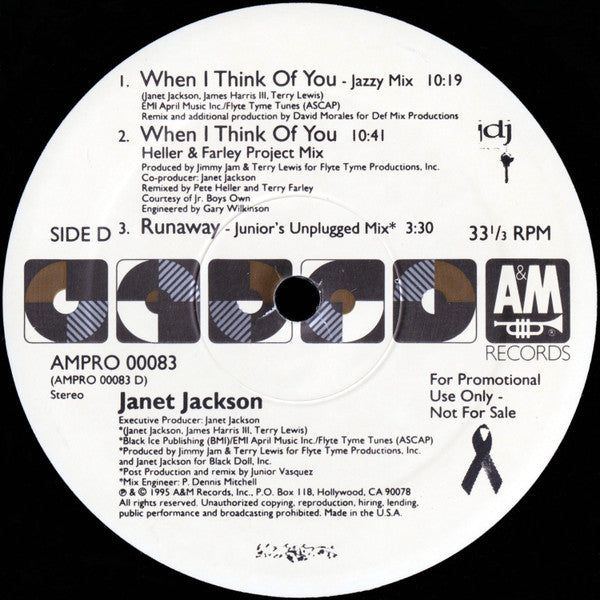 Janet Jackson : Runaway / When I Think Of You (2x12", Promo)