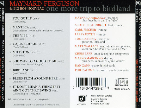 Maynard Ferguson And His Big Bop Nouveau Band : One More Trip To Birdland (CD, Album)