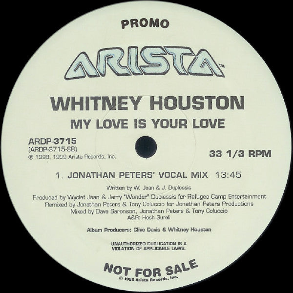 Whitney Houston : My Love Is Your Love (2x12", Promo)