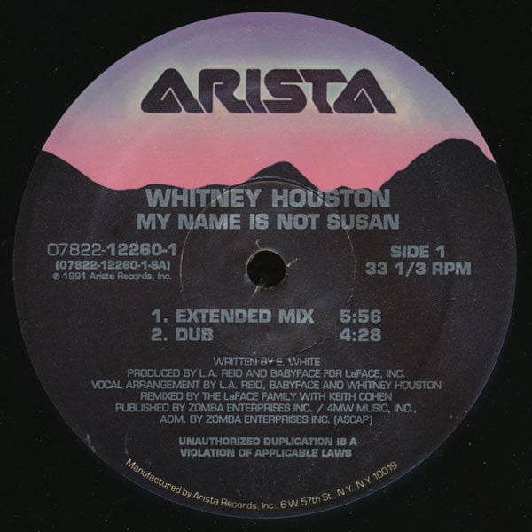 Whitney Houston : My Name Is Not Susan (12")