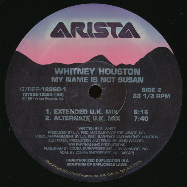 Whitney Houston : My Name Is Not Susan (12")