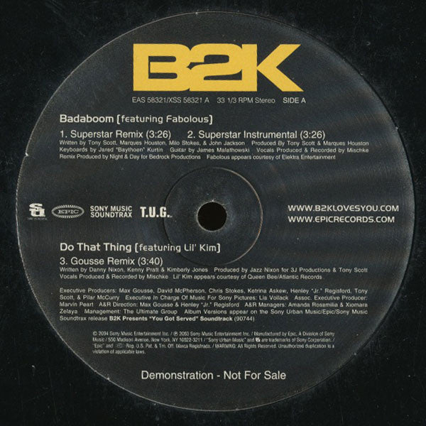 B2K : Badaboom (Remixes) (12", Promo)