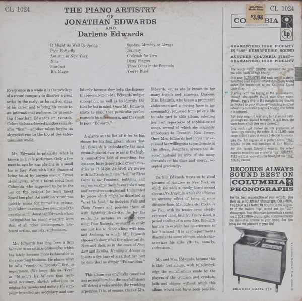 Jonathan And Darlene Edwards : The Piano Artistry Of Jonathan Edwards (LP, Album)