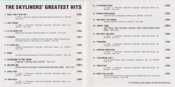 The Skyliners : The Skyliners' Greatest Hits (CD, Comp)