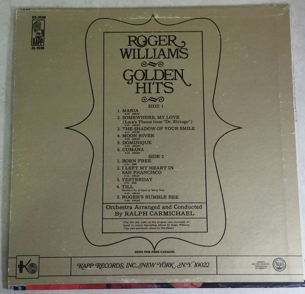 Roger Williams (2) : Golden Hits (LP, Comp, RE)