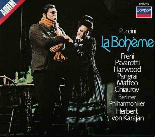 Giacomo Puccini, Mirella Freni, Luciano Pavarotti, Elizabeth Harwood, Rolando Panerai, Gianni Maffeo, Nicolai Ghiaurov, Berliner Philharmoniker, Herbert von Karajan : La Bohème (2xCD, Album, Club, RM)