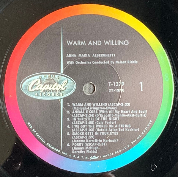 Anna Maria Alberghetti : Warm And Willing (LP, Album, Mono)