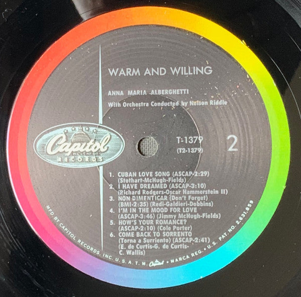 Anna Maria Alberghetti : Warm And Willing (LP, Album, Mono)