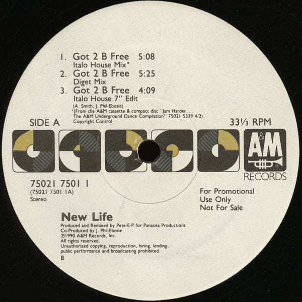New Life : Got 2 B Free (12", Promo)