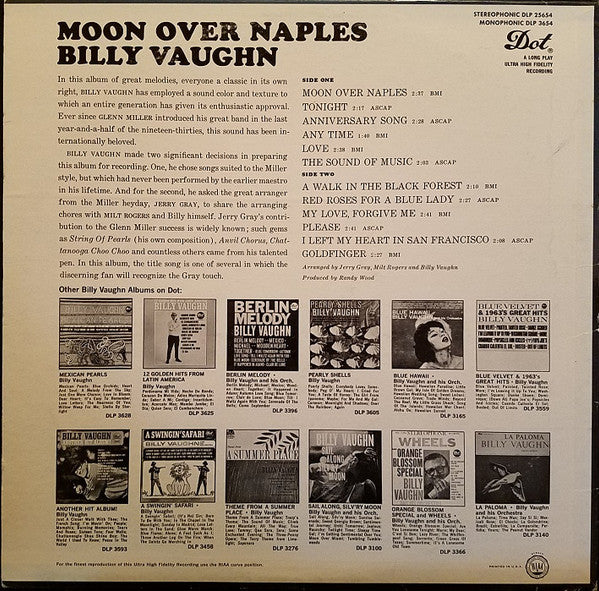 Billy Vaughn : Moon Over Naples (LP, Album, Mono)