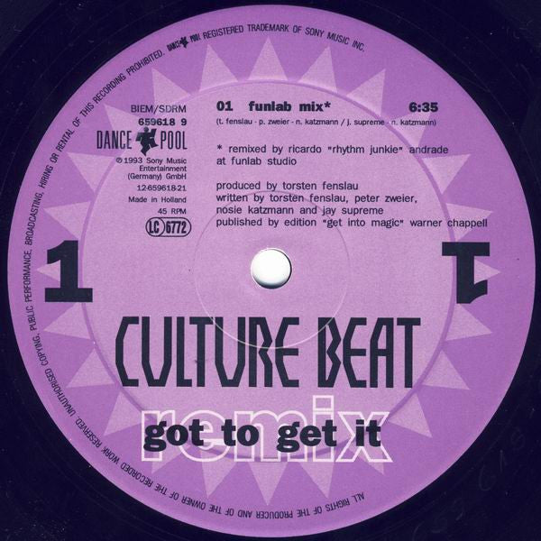 Culture Beat : Got To Get It (Remix) (2x12")