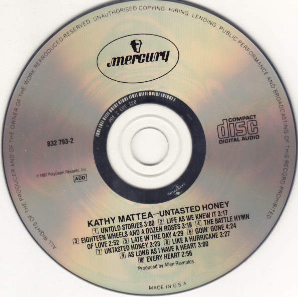 Kathy Mattea : Untasted Honey (CD, Album)