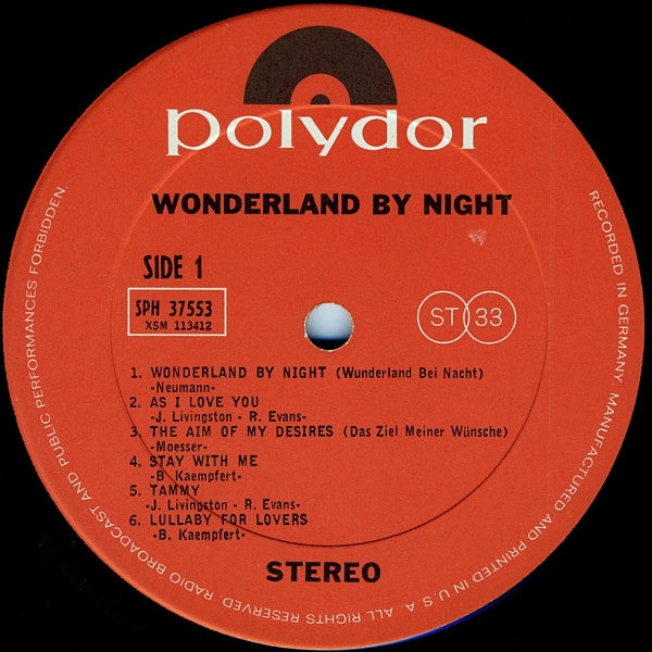 Bert Kaempfert & His Orchestra : Wonderland By Night (LP, Album, RE)