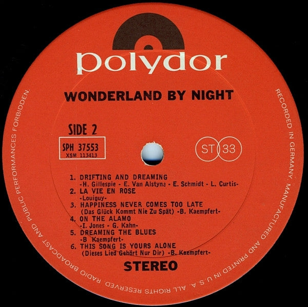 Bert Kaempfert & His Orchestra : Wonderland By Night (LP, Album, RE)