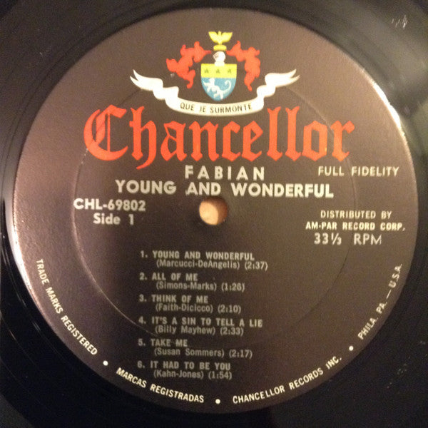 Fabian (6) : Young And Wonderful (LP, Album, Mono)