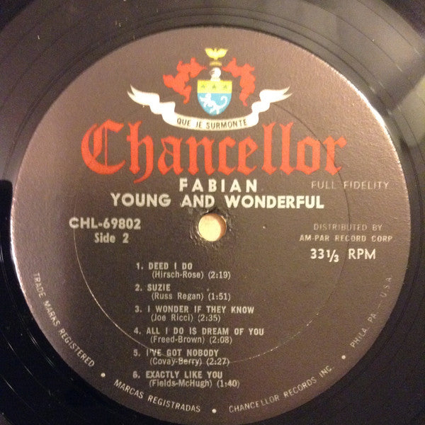 Fabian (6) : Young And Wonderful (LP, Album, Mono)