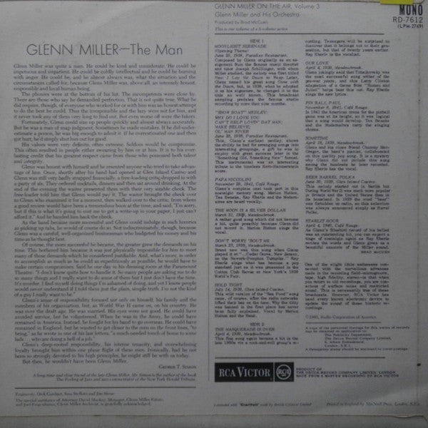 Glenn Miller : On The Air Volume 3 (LP, Mono)