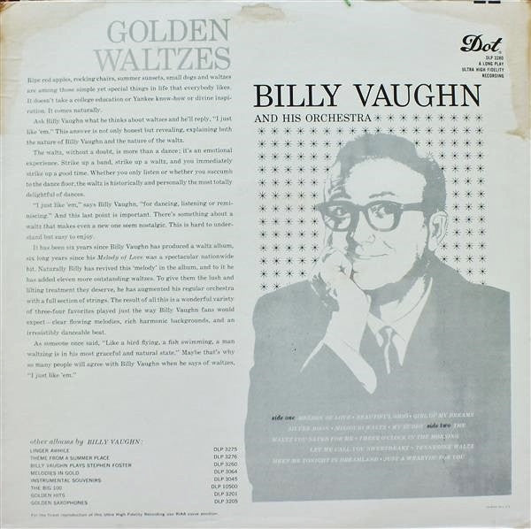 Billy Vaughn And His Orchestra : Golden Waltzes (LP, Mono)