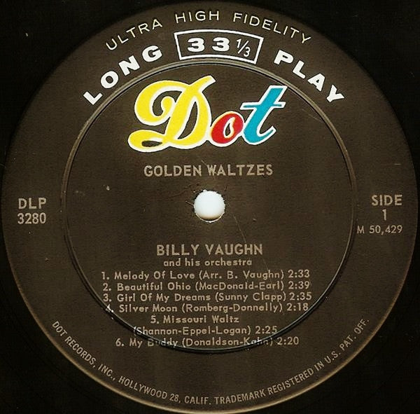 Billy Vaughn And His Orchestra : Golden Waltzes (LP, Mono)