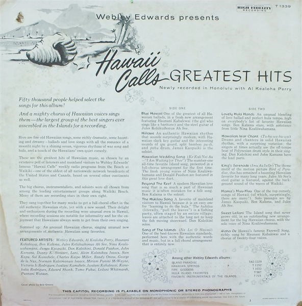 Webley Edwards With Al Kealoha Perry : Hawaii Calls: Greatest Hits (LP, Album, Mono)