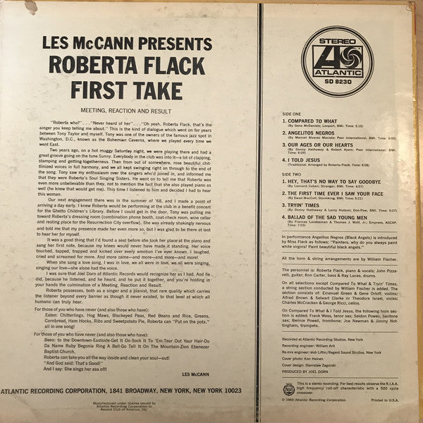 Roberta Flack : First Take (LP, Album, Club, Rec)
