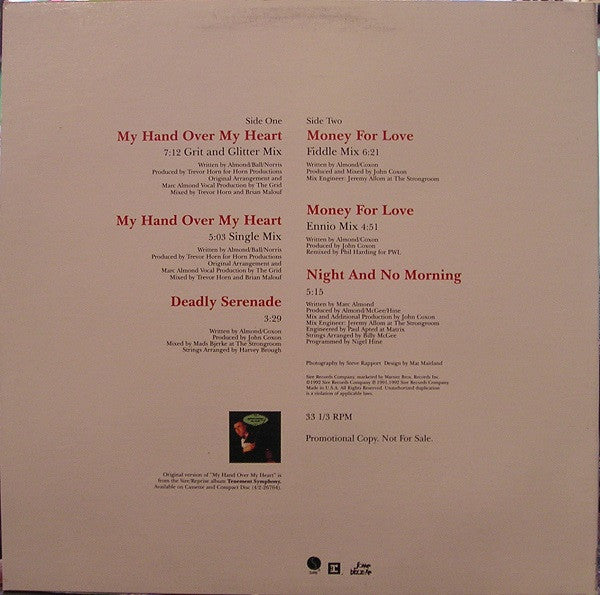 Marc Almond : My Hand Over My Heart (12", Promo)