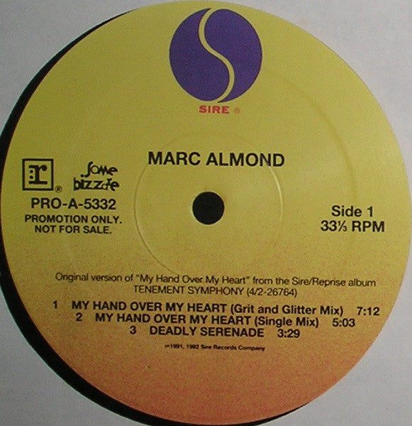 Marc Almond : My Hand Over My Heart (12", Promo)