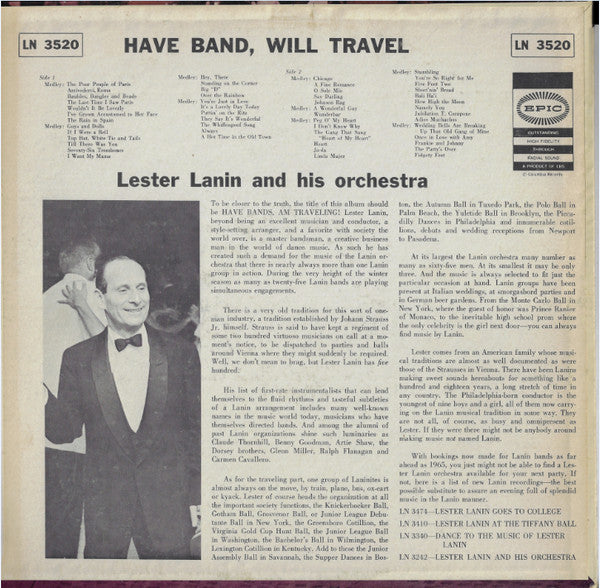 Lester Lanin And His Orchestra : Have Band, Will Travel (LP)