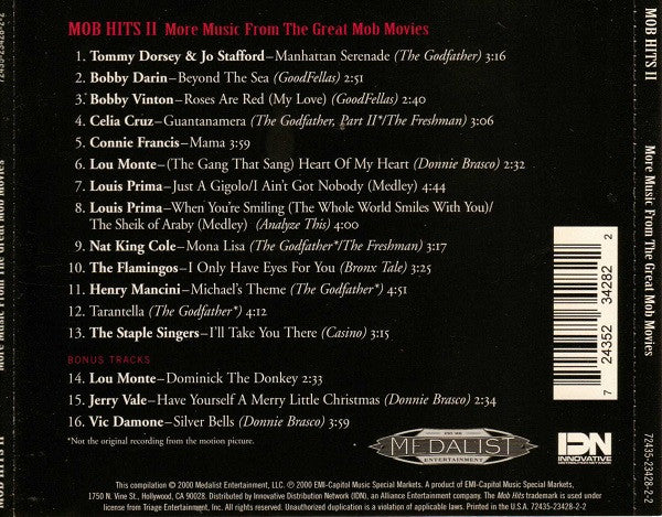 Various : Mob Hits II: More Music From The Great Mob Movies (CD, Comp)