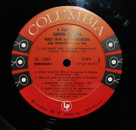 Percy Faith & His Orchestra, Earl Wrightson And Lois Hunt : A Night With Sigmund Romberg (LP, Album, Mono)
