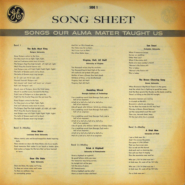 Rutgers University Glee Club : Songs Our Alma Mater Taught Us (LP)