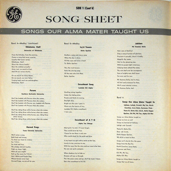 Rutgers University Glee Club : Songs Our Alma Mater Taught Us (LP)