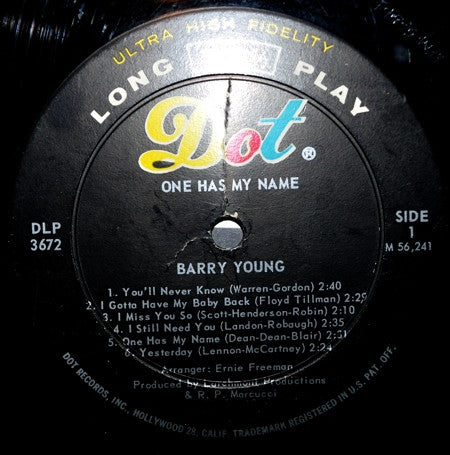 Barry Young : One Has My Name (LP, Mono, Ult)