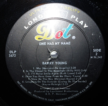 Barry Young : One Has My Name (LP, Mono, Ult)
