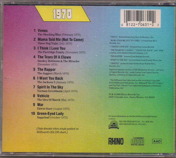 Various : Billboard Top Rock'n'Roll Hits - 1970 (CD, Comp, RM)