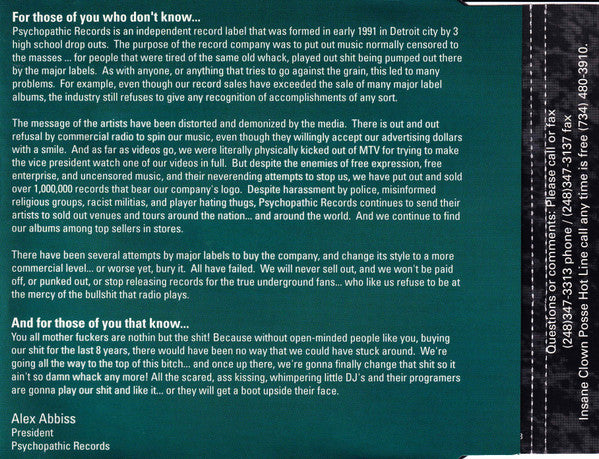 Insane Clown Posse : Psychopathic Sampler 1998 (CD, Smplr)