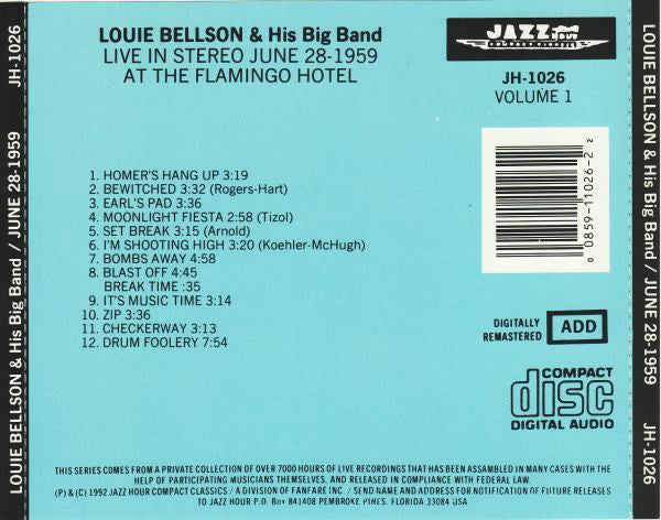 Louie Bellson Big Band : Live In Stereo June 28, 1959 At The Flamingo Hotel, Volume 1 (CD, Album)