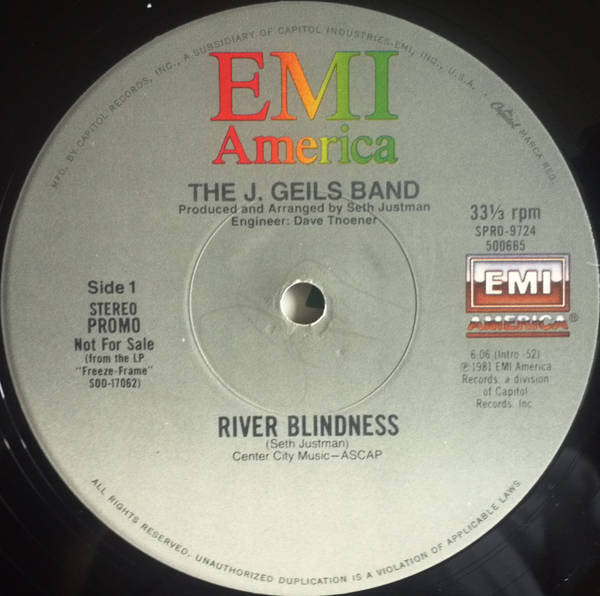 The J. Geils Band : River Blindness / Flamethrower (12", Promo)