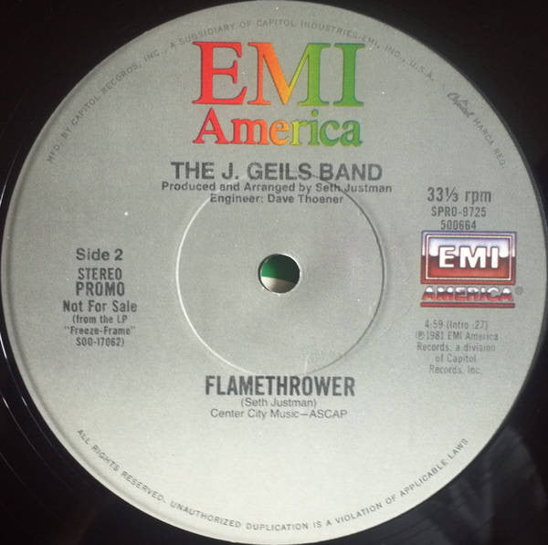 The J. Geils Band : River Blindness / Flamethrower (12", Promo)