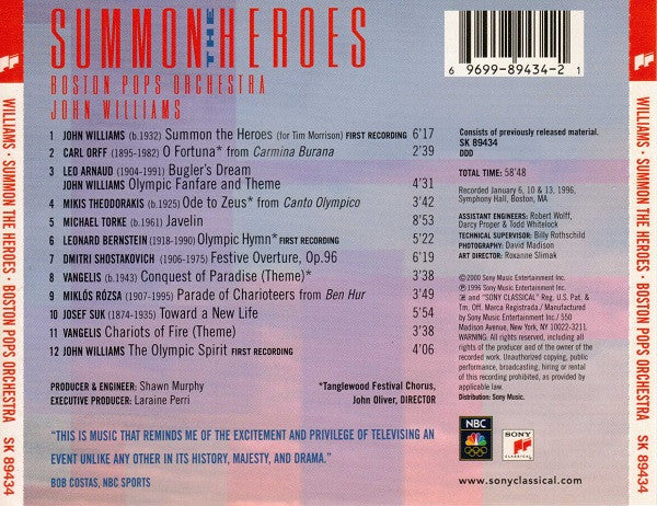 John Williams (4), The Boston Pops Orchestra : Summon The Heroes (CD, Album, RE)
