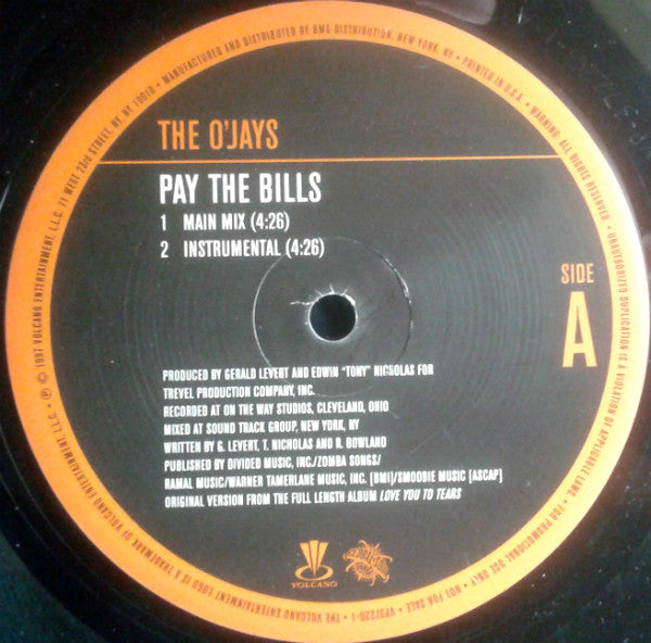 The O'Jays : Pay The Bills (12", Promo)