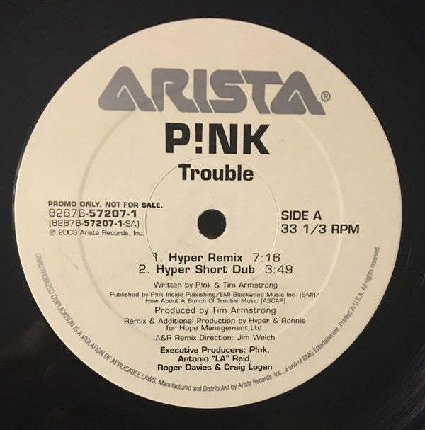 P!NK : Trouble (12", Promo)