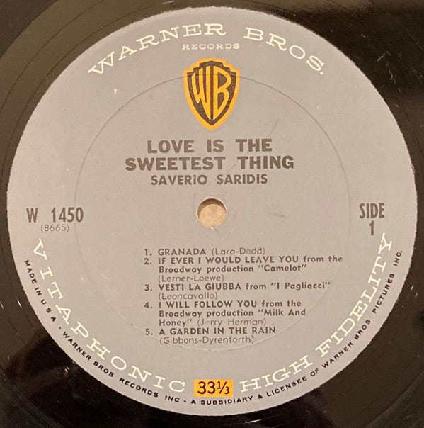 Saverio Saridis : Love Is The Sweetest Thing (LP, Mono)
