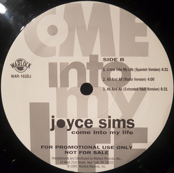 Joyce Sims : Come Into My Life (12", Promo)