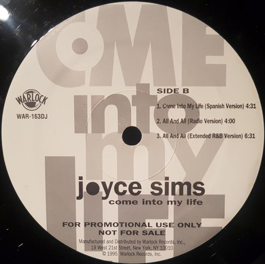 Joyce Sims : Come Into My Life (12", Promo)