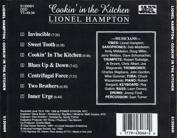 Lionel Hampton & His Big Band : Cookin' In The Kitchen (CD, Album, RE)