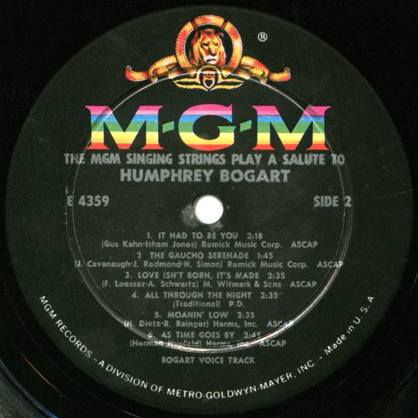 The Mgm Singing Strings : A Salute To Bogie (LP, Album)